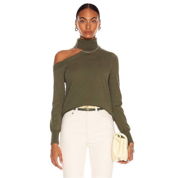 L'Agence Easton One Shoulder Sweater New with Tags Size Large Dark Green - Picture 3 of 16